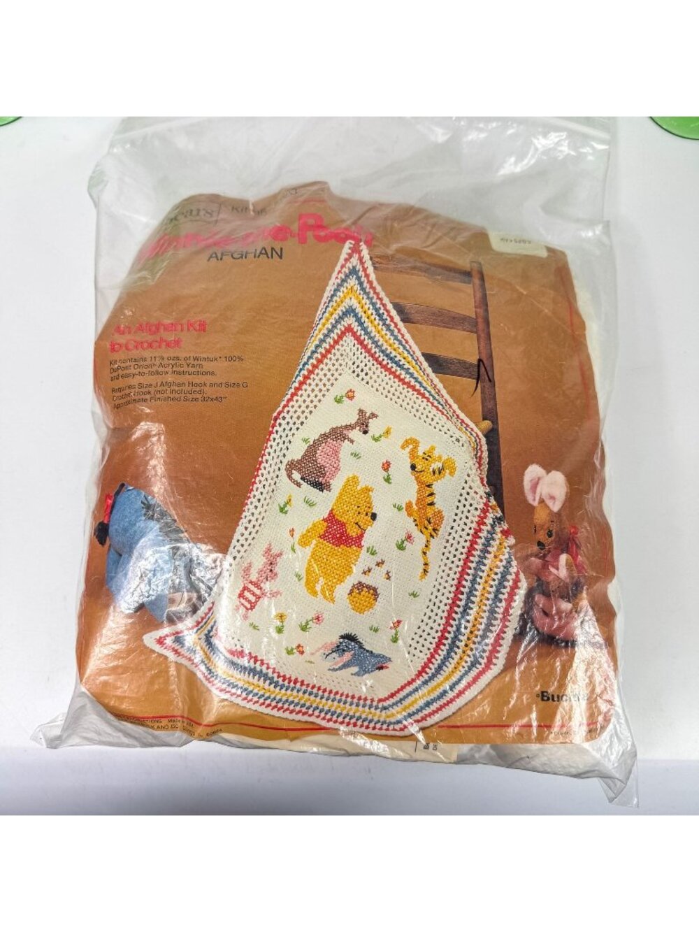 Vintage Sears Bucilla Winnie The Pooh Afghan Crochet Kit 32"x43" NOS 25-5203